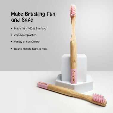 Amwoodo: Orby Kids Bamboo Toothbrush For Kids | 100% Natural Soft Bristles | Pink | Pack of 1