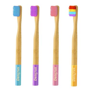 Amwoodo: Orby Kids Bamboo Toothbrush For Kids | 100% Natural Soft Bristles | Pink, Lavender, Blue, Rainbow | Pack of 4