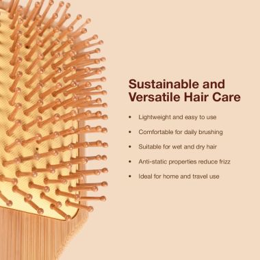 Amwoodo: Bamboo Hair Brush Comb | Flat Paddle Brush Comb | Detangling Hair | Unisex | Pack of 1