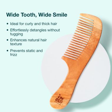 Amwoodo: Wide Tooth Neem Wood Comb | Neem Comb  | Unisex | Pack of 1