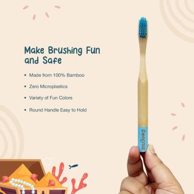 Amwoodo: Orby Kids Bamboo Toothbrush For Kids | 100% Natural Soft Bristles | Pink, Lavender, Blue, Rainbow | Pack of 4