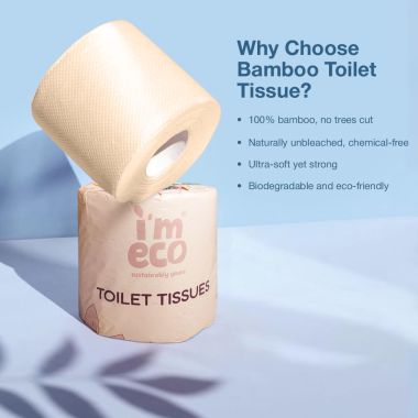 Amwoodo: Bamboo Toilet Tissue Rolls | Unbleached | 3 Ply | 4 Rolls Set | 220 Pulls Per Roll | Pack of 3