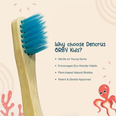 Amwoodo: Orby Kids Bamboo Toothbrush For Kids | 100% Natural Soft Bristles | Pink, Lavender, Blue | Pack of 3