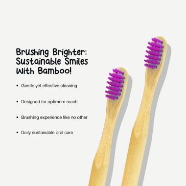Amwoodo: Orby Kids Bamboo Toothbrush For Kids | 100% Natural Soft Bristles | Lavender | Pack of 1