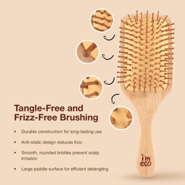 Amwoodo: Combo Of Dual Tooth & Wide Tooth Neem Wood Comb & Bamboo Paddle Hair Brush | Unisex I Pack of 3