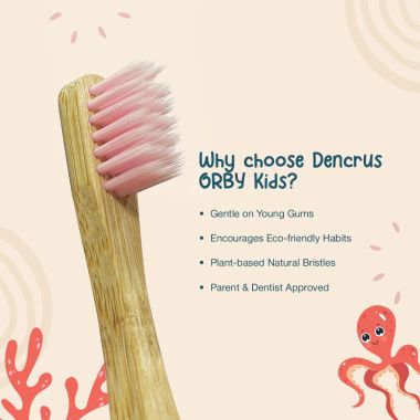 Amwoodo: Orby Kids Bamboo Toothbrush For Kids | 100% Natural Soft Bristles | Pink, Lavender, Blue, Rainbow | Pack of 4