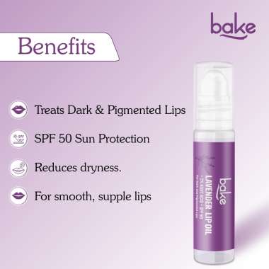 Bake Cosmetics: 2% Kojic Acid Lavender Lip Balm Oil for Dark & Pigmented Lips with SPF 50