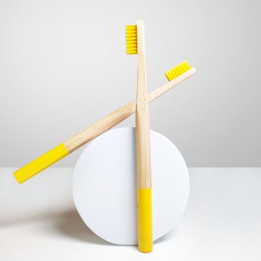 Amwoodo: Orby Plus Bamboo Toothbrush For Adults | 100% Natural Soft Bristles | Yellow | Pack of 5