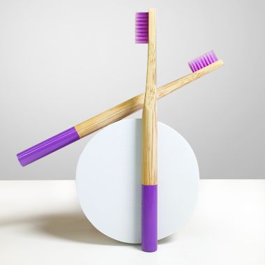 Amwoodo: Orby Plus Bamboo Toothbrush For Adults | 100% Natural Soft Bristles | Lavender | Pack of 5