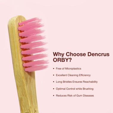 Amwoodo: Orby Plus Bamboo Toothbrush For Adults | 100% Natural Soft Bristles | Blue & Pink | Pack of 2