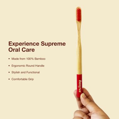 Amwoodo: Orby Plus Bamboo Toothbrush For Adults | 100% Natural Soft Bristles | Red, Pink, Blue, Lavender | Pack of 4