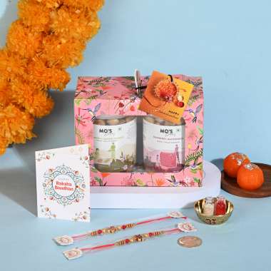 MOS Bakery: Rakhi Pink Double Almond+ Raspberry Gift Box with 200gm jars