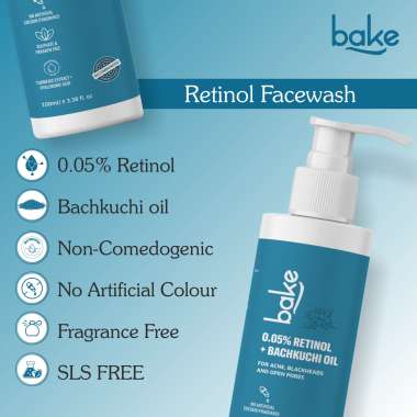 Bake Cosmetics: 0.05% Retinol Face Wash for Acne ,Blackheads & Open Pores for Men & Women