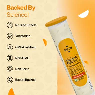 SETU: Vitamin C Fizz Effervescent Tablets - (15 Tablets, Orange) Pack of 2
