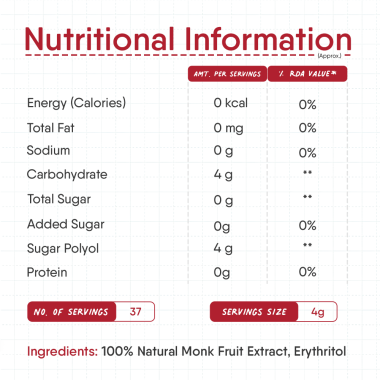 TruNativ: Monk Fruit Extract Zero Calories - Zero Carb - Diabetic Friendly 800gm