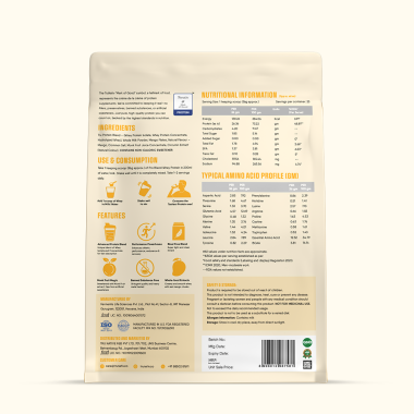 TruNativ: Whey protein powder | Blend with Isolate and Concentrate | 26g Protein | 6g BCAA | No added Sugar | Mango (907g / 2lbs)