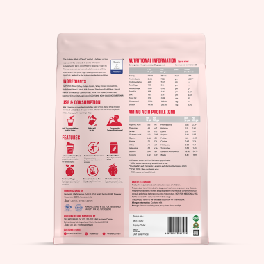 TruNativ: Whey protein powder | Blend with Isolate and Concentrate | 26g Protein | 6g BCAA | No added Sugar| Strawberry (907g / 2lbs)