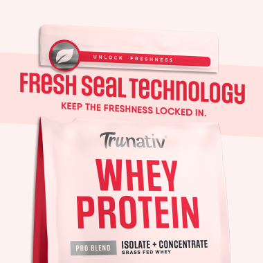 TruNativ: Whey protein powder | Blend with Isolate and Concentrate | 26g Protein | 6g BCAA | No added Sugar| Strawberry (907g / 2lbs)