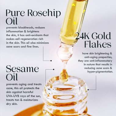 AULI: OMG Pure Rosehip and 24K Gold Flakes induced Facial Oil - 30ml