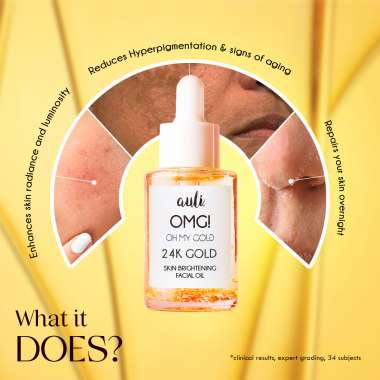AULI: OMG Pure Rosehip and 24K Gold Flakes induced Facial Oil - 30ml