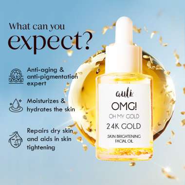 AULI: OMG Pure Rosehip and 24K Gold Flakes induced Facial Oil - 30ml