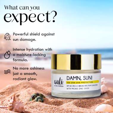 AULI: SPF 50 PA+++ Lightweight Sunscreen - DAMN, SUN! 50gm