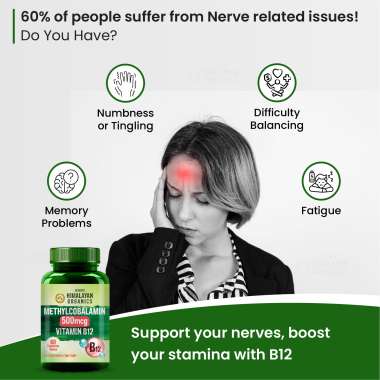 Vlado's Himalayan Organics: Vitamin B12 Tablets 1500 mcg -Active form of Methylcobalamin Vitamin B12 Supplements for Men & Women- 60 Veg Tablets