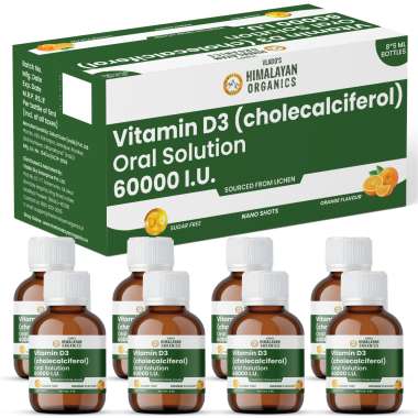 Vlado's Himalayan Organics: Vitamin D3 60000 IU Shots | Cholecalciferol Vitamin D3 60000 IU Supplement   5ml Each bottle - Orange Flavour - (Pack of 8) 