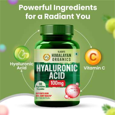 Vlado's Himalayan Organics: Hyaluronic Acid 100mg Supplement | Support Healthy Connective Tissue and Joints - 90 Veg Capsules