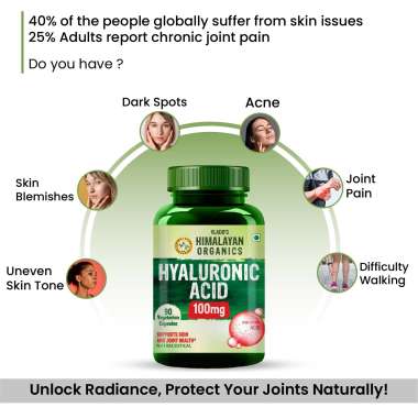Vlado's Himalayan Organics: Hyaluronic Acid 100mg Supplement | Support Healthy Connective Tissue and Joints - 90 Veg Capsules