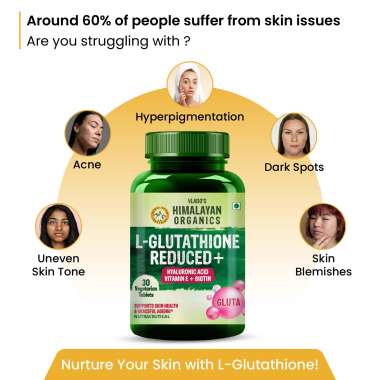 Vlado's Himalayan Organics: L-Glutathione Reduced + With Hyaluronic Acid Vitamin E + Biotin - 30 Veg Tablets