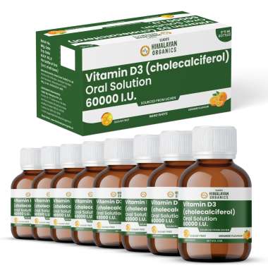 Vlado's Himalayan Organics: Vitamin D3 60000 IU Shots | Cholecalciferol Vitamin D3 60000 IU Supplement   5ml Each bottle - Orange Flavour - (Pack of 8) 