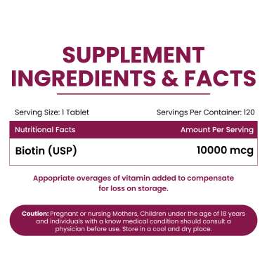 Vlado's Himalayan Organics: Biotin 10000Mcg High Potency For Healthy Hair And Skin - 120 Tablets