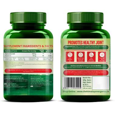 Vlado's Himalayan Organics: Hyaluronic Acid 100mg Supplement | Support Healthy Connective Tissue and Joints - 90 Veg Capsules