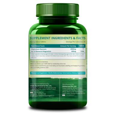 Vlado's Himalayan Organics: Chelated Magnesium Glycinate Supplement 2000mg Per Serving - 60 Veg Tablets