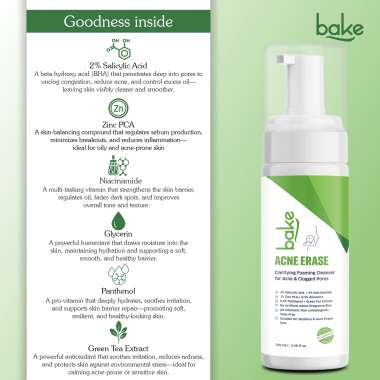Bake Cosmetics: Acne Erase Clarifying Foaming Cleanser with 2% Salicylic Acid   100ml