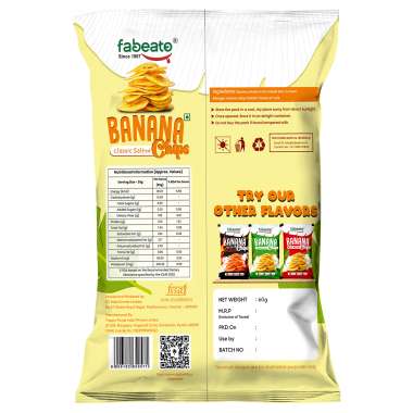 Fabeato: Banana Chips Classic Salted Flavor, No Palm Oil, No MSG, 70gm  Pack of 3