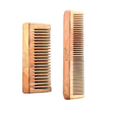 Ecotyl: Neem Wood Comb Combo - Detangling Comb & Shampoo Comb  | Set of 2