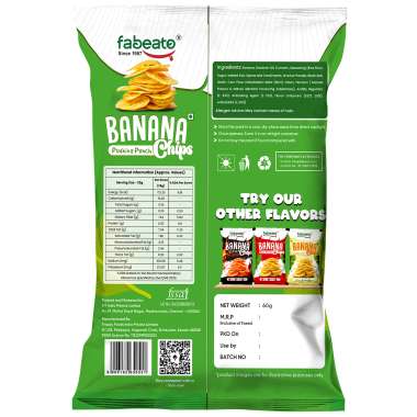 Fabeato: Banana Chips Pudhina Punch Flavor No Palm Oil, No MSG, 70gm  Pack of 3