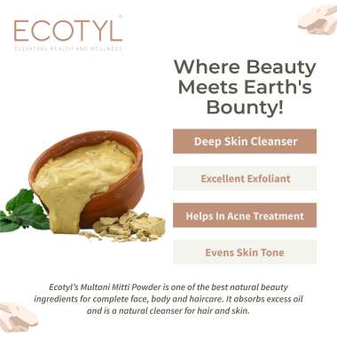 Ecotyl: Pure Multani Mitti | Face Pack for Exfoliation & Clear Skin | 150gm