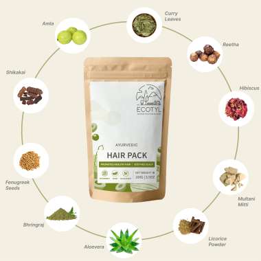 Ecotyl: Ayurvedic Hair Pack | For Hair Conditioning & Strengthening | Blend of 10+ Herbs | 100g