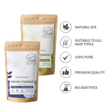Ecotyl: Hair Colour Combo - Henna Powder and Indigo Powder | Natural Hair Dye | 100gm Each