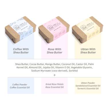Ecotyl: Shea Butter Soaps - Ubtan, Rose & Coffee | 100% Natural | Set of 3