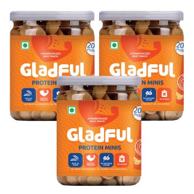 Gladful: Orangey Protein mini cookies for kids and families Cookies - 150 gm (Pack of 3)