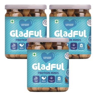Gladful: Chocolatey Protein mini cookies for kids and families Cookies - 150 gm (Pack of 3)