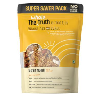 The Whole Truth: No Added Sugar Breakfast Muesli Super Saver Pack- 5 Grain Muesli - 750g