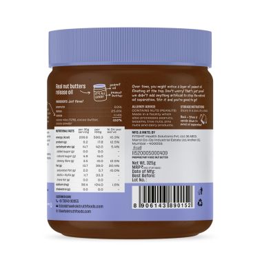 The Whole Truth: Dark Chocolate Peanut Butter  325 g  Crunchy  No Added Sugar  High Protein  No Artificial Sweeteners  No Palm Oil  Gluten Free  No Preservatives  100% natural protein source