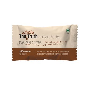 The Whole Truth: Protein Bars - Pack of 6 - Coffee Cocoa - Pack of 6 (6 X 52G) - All Natural - No Added Sugar