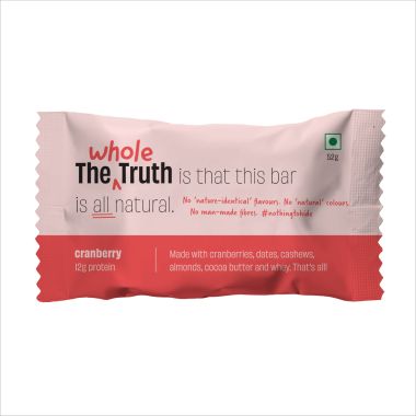 The Whole Truth: Protein Bars - Cranberry - Pack of 6 (6 X 52G) - No Added...