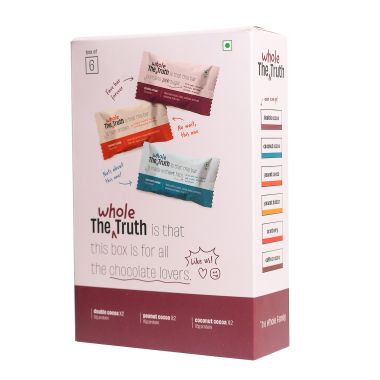 The Whole Truth: Protein BarsChoco Variety (2 Double Cocoa Bars, 2 Coconut Cocoa Bars, 2 Coffee Cocoa Bars) Pack of 6 (6 x 52g)